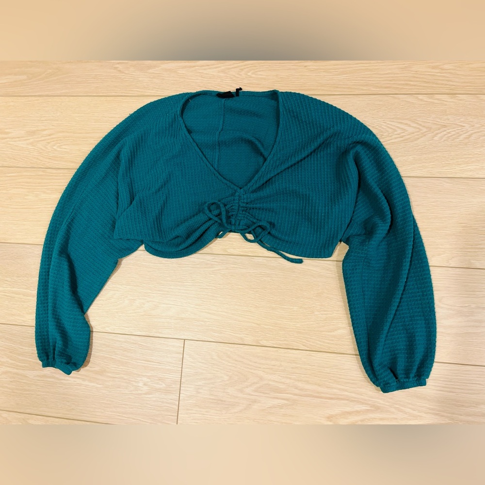 Urban outfitters out from under teal waffle knit long sleeved crop top small